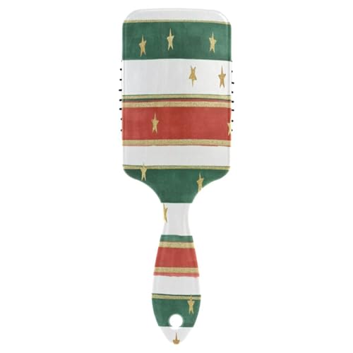 Weihnachts-Streifenmuster mit Sternen-Haarbürste für dicke, lockige, dünne, lange, kurze, nasse oder trockene Haare, verleiht Glanz und macht glatte Kamm-Paddelbürste für Männer, Frauen, Kinder von GuoChe