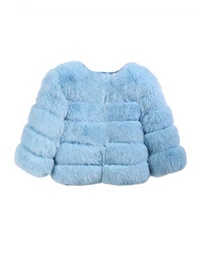 Damen Slim Kurz Kunstpelz Jacke Kunstpelz Mantel Felljacke Kunstfuch Pelzmantel Winter Verdicken Warm Flauschiges Plüschmantel Winterjacke Pelz Jacke Kunstfell Coat Casual Parka Outwere Blau-2 S von GUOCU