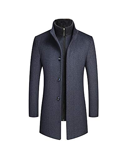 Herren Business Wollmantel Mode Kurzmantel Wintermantel mit Stehkragen Verdickung Kurze Jacke Herrenmantel Gesteppt Mantel Single Breasted Elegant Trenchcoat Jacke für Business Freizeit Grau M von GUOCU