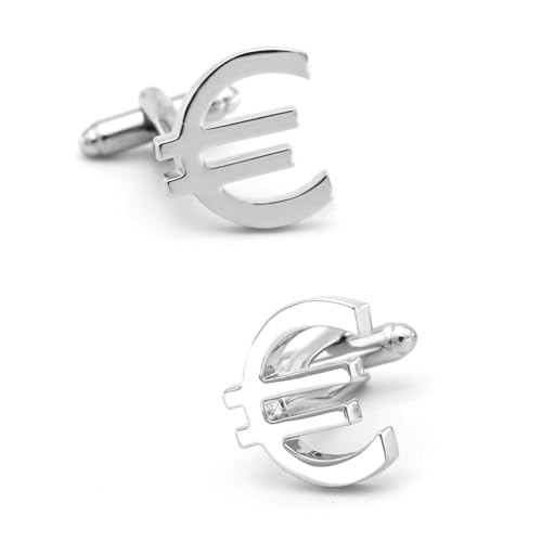 Lustige Manschettenknöpfe für Herren, Euro-Logo-Stil, Weihnachts-Manschettenknöpfe aus Edelstahl von Guochenxi168