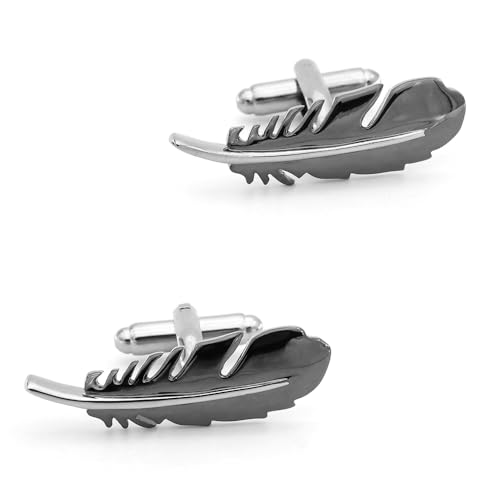 Lustige Manschettenknöpfe für Herren, Feder-Stil, Weihnachts-Manschettenknöpfe aus Edelstahl von Guochenxi168