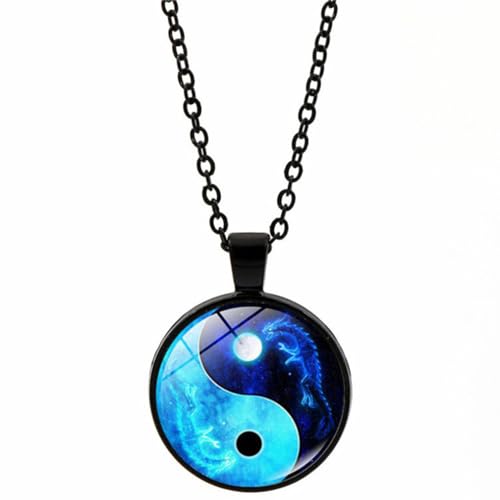 Guoguonb 1Pcs Halskette Taichi BFF Kette Sonne und Mond Schmuck Ketten für Beste Freunde Couple und Liebhaber Geschenke，Schwarz Kette von Guoguonb