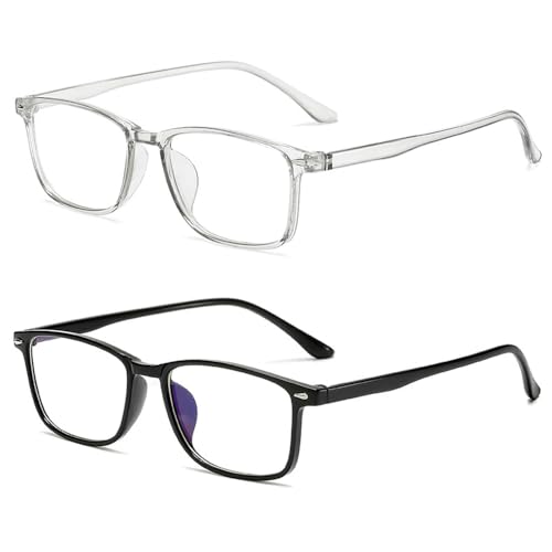 Guohorn 2PCS TR90 Blue Light Blocking Nearsighted Brille für Männer Frauen Leichtgewicht Myopie Fernbrille (Schwarz und Grau, -5.5, Dioptrien) von Guohorn