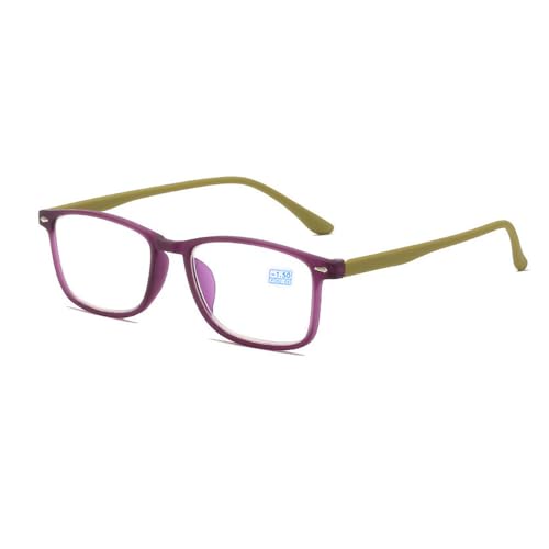 Guohorn Classic Kurzsichtige Brille für Männer Frauen Leichtgewicht Myopie Brille Arbeitseinsatz Entfernung (Lila, -5.0, Dioptrien) von Guohorn