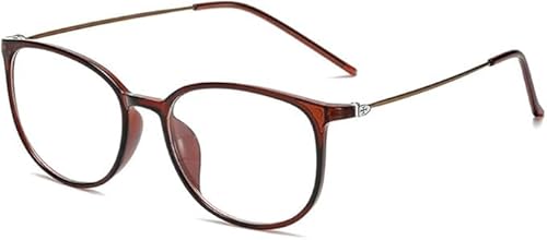 Guohorn Leichte kurzsichtige Brille für Frauen Männer Retro Myopie Distanzbrille für das Fahren (Braun, -6.0, Dioptrien) von Guohorn