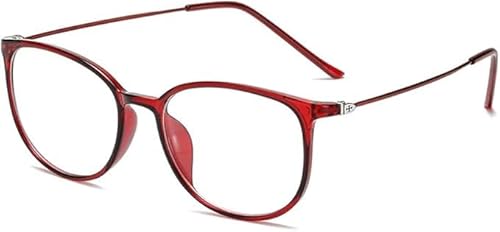 Guohorn Leichte kurzsichtige Brille für Frauen Männer Retro Myopie Distanzbrille für das Fahren (Rot, -5.5, Dioptrien) von Guohorn