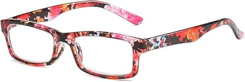 Guohorn Lesebrille für Männer Frauen blaues Licht blockieren Federscharnier Computer Leser Anti Blendung UV-Brille (Rot, 2.5, x) von Guohorn
