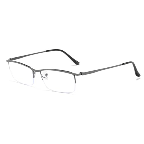 Guohorn Myopiebrille mit halbem Rand für Männer Frauen Fernbrille Kurzsichtigkeit Metallrahmen (Grau, -3.0, Dioptrien) von Guohorn