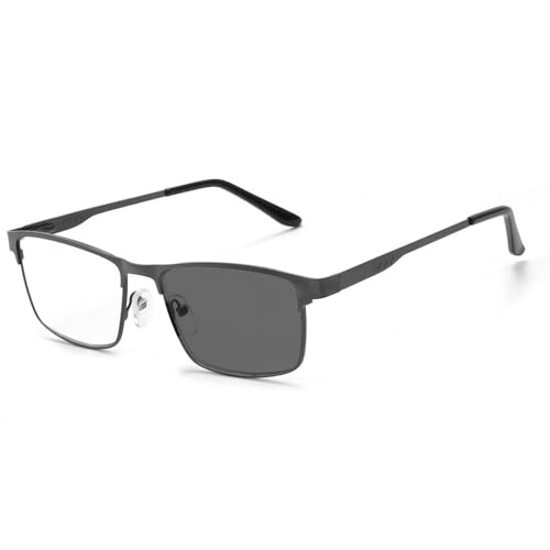 Guohorn Photochrome Kurzsichtige Fernbrille für Männer Frauen Leichtgewichtige Klassische Blaulichtblockierende Myopiebrille (Grau, -1.50, Dioptrien) von Guohorn