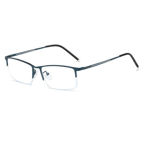 Guohorn Working Use Half Rim Myopia Brille für Männer Frauen Lightweight Nearsighted Brille Metall Distanzbrille (Blau, -2.5, Dioptrien) von Guohorn