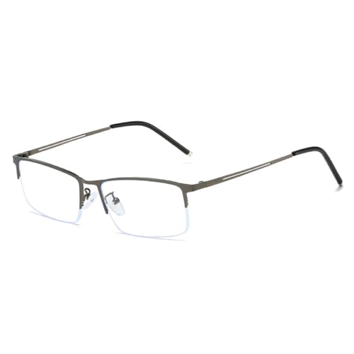 Guohorn Working Use Half Rim Myopia Brille für Männer Frauen Lightweight Nearsighted Brille Metall Distanzbrille (Grau, -4.0, Dioptrien) von Guohorn