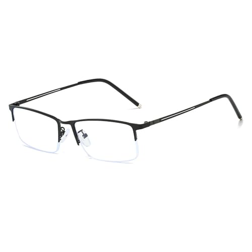 Guohorn Working Use Half Rim Myopia Brille für Männer Frauen Lightweight Nearsighted Brille Metall Distanzbrille (Schwarz, -0.5, Dioptrien) von Guohorn