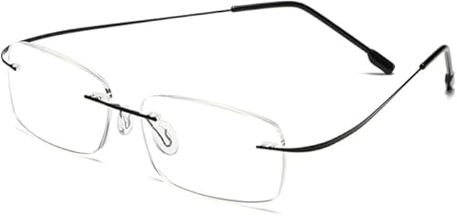 Guohorn superleichte Classic randlose Lesebrille für Männer Frauen Titan Metall ultraleicht Readers (Schwarz, 3.0, x) von Guohorn