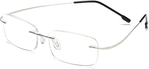 Guohorn superleichte Classic randlose Lesebrille für Männer Frauen Titan Metall ultraleicht Readers (Silber, 1.0, x) von Guohorn