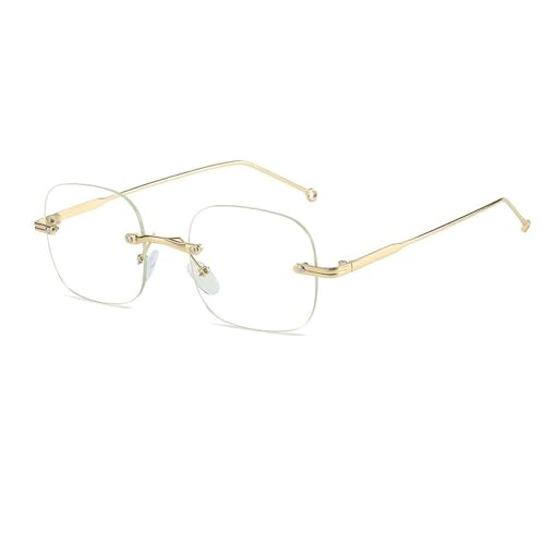 Mode randlose Myopiebrille anti - blaues Licht Distanzbrille für Männer Frauen Myopiebrille einfach und leicht (Gold, -2.0, Dioptrien) von Guohorn