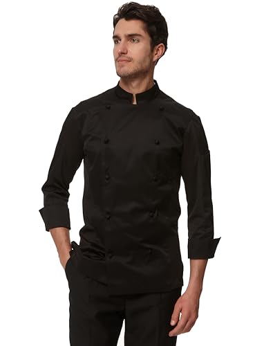 Guolamy Herren Professionelle Kochjacke Atmungsaktiv geknöpft 2978M（Langarm-Schwarz，L von Guolamy