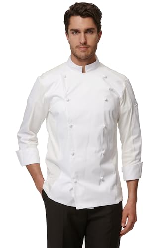 Guolamy Herren Professionelle Kochjacke Atmungsaktiv geknöpft 2978M（Langarm - Weiß，L von Guolamy