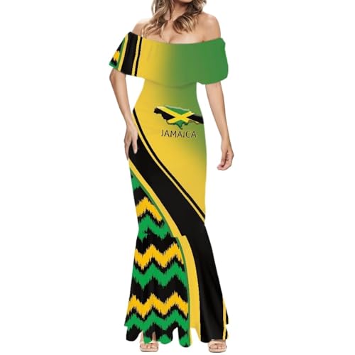 Guosanchn Jamaika-Kleid für Damen, sexy, schulterfrei, Maxikleid, figurbetont, kurze Ärmel, Übergröße, Sonnenkleider, Jamaika 16, X-Groß Guosanchn Jamaika-Kleid für Damen, sexy, schulterfrei, Maxikleid, figurbetont, kurze Ärmel, Übergröße, Sonnenkleider, Jamaika 16, X-Groß von Guosanchn