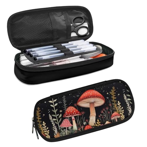 Guosanchn Pilz-Federmäppchen, ästhetisches Stifteetui für Schule, Kinder, Mädchen, Federmäppchen, Büro, Schreibwaren, Organizer, Stiftehalter mit Reißverschlussfächern von Guosanchn
