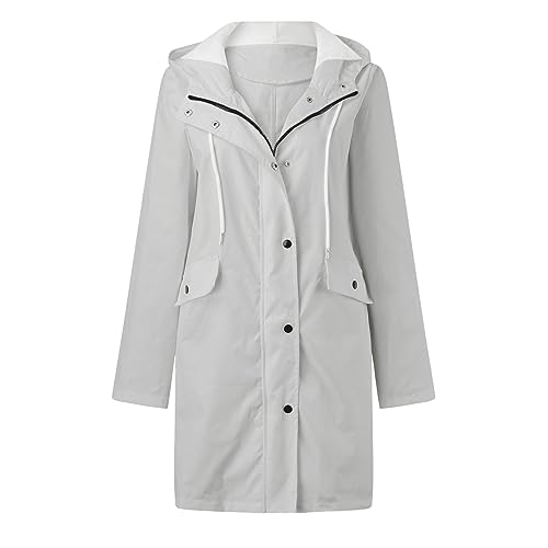 Atmungsaktive Regenjacke Damen Windbreaker Trenchcoat Winddicht Outdoor Regenbekleidung Wandern Faltbar Kapuzenjacke Wasserdicht Atmungsaktiv Regenponcho Funktionsjacke Frauen von Guotobe