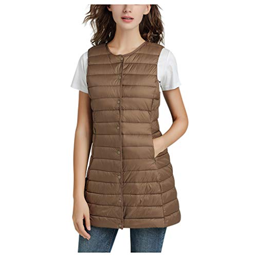 Damen Steppweste Reisen Pufferweste Sweatjacke Outdoor Weich Jacke Weste Große Größen Winddicht Steppweste Schwarze Lange Longweste Ärmellose Warm Damenweste von Guotobe