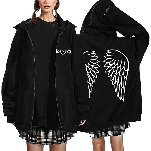 Guotobe Hoodie Damen Gothic Kapuzenjacke Kapuzenpullover Warm Vintage Langarml Hoodies Jacke Oversize Y2k Sweatjacke Übergroße Freizeit Sommerpullover Kpop Kaputzenpullis von Guotobe