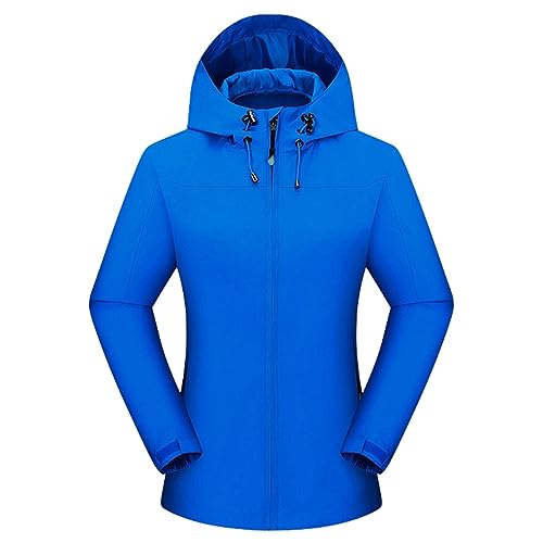 Guotobe Regenjacke Damen Atmungsaktiv 5xl Große Größen Regenmantel Schwarz Softshelljacke Gelb Outdoorjacke Übergangsjacke Jacke mit Kapuze für Frühlings Herbst zum Wandern Fahrrad, Z2 Blau, 3XL von Guotobe