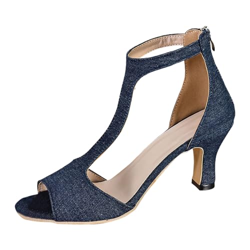 Guotobe Sandalen Damen High Heels Elegant Atmungsaktiv Sommerschuhe Sandalen Sexy mit Absatz Abendschuhe Tanzstiefel Leichte High Heels Tanzschuhe Lässige Sandaletten Schwarz Weiß Sommerstiefel von Guotobe