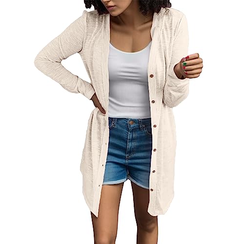 Guotobe Strickjacke Damen Sommer Outdoorjacke Sommermantel Lang Sommer Sommerjacke Sale Locker Sweatjacke Strand Bequeme Windjacke Longstrickjacke von Guotobe