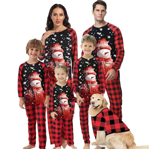 Guotobe Weihnachts Pyjama Familie Set: Warm Couple Set Christmas Schlafanzug Rundhals Weihnachtspyjama Langarm Familien Outfit Set Winter Damen Herren Kinder Hausanzug Weihnachts Matching Pyjamas von Guotobe