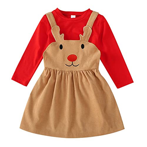 Mädchen Kleid Bequeme Abendkleider Weihnachts Kleider Langarm Rot Kleider Festliche Partei Prinzessin Weihnachtskleid mit Weihnachten Gedruckt Ballkleid Casual Sweatkleid Elegant Freizeitkleidn von Guotobe