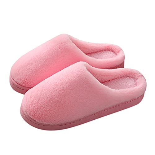 Pantoffeln Damen Bequeme Hausschlappen Filzhausschuhe Plüsch mit Starker Filzlaufsohle Filzpantoffel Kuschelige Rosa Hauslatschen Fashion rutschfeste Gästeschuhe Flache Hausschuhe von Guotobe