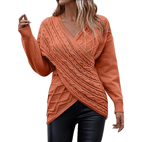 Pulli Damen Fashion Strickpulli Winterpullover Langarm Oversize Tops Herbst Winter Einfarbig Damenpullover Elegant Casual Sweatershirt Lässige Pullover Bequeme Oberteile von Guotobe