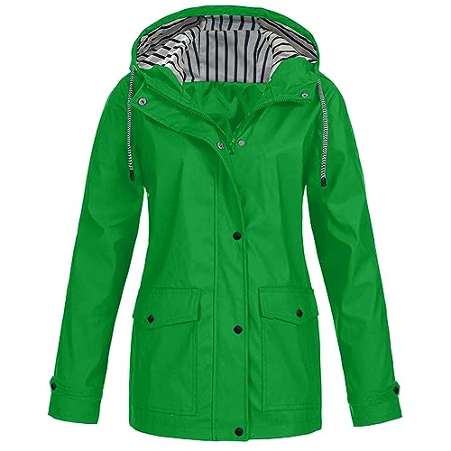 Regenjacke Damen Wasserdicht Atmungsaktiv 5xl Große Größen Regenmantel Schwarz Softshelljacke Gelb Outdoorjacke Übergangsjacke Leichte Jacke mit Kapuze für Frühlings Herbst zum Wandern Fahrrad von Guotobe