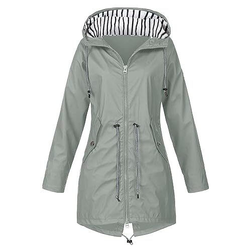 Guotobe Regenjacke Damen Atmungsaktiv 5xl Große Größen Regenmantel Schwarz Softshelljacke Gelb Outdoorjacke Übergangsjacke Jacke mit Kapuze für Frühlings Herbst zum Wandern Fahrrad, Y Grau 2 von Guotobe