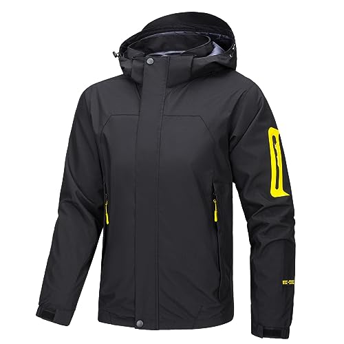 Regenjacke Damen Wasserdicht Atmungsaktiv 5xl Große Größen Regenmantel Schwarz Softshelljacke Gelb Outdoorjacke Übergangsjacke Leichte Jacke mit Kapuze für Frühlings Herbst zum Wandern Fahrrad von Guotobe