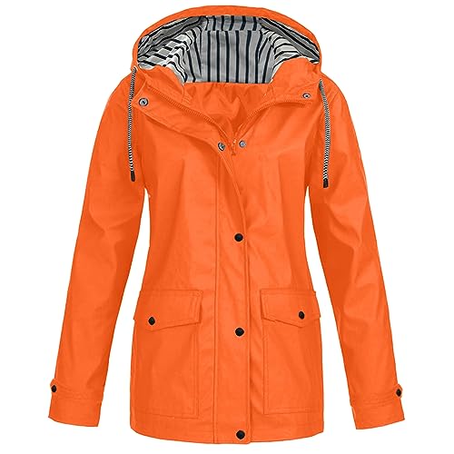 Regenjacke Damen Wasserdicht Atmungsaktiv 5xl Große Größen Regenmantel Schwarz Softshelljacke Gelb Outdoorjacke Übergangsjacke Leichte Jacke mit Kapuze für Frühlings Herbst zum Wandern Fahrrad von Guotobe