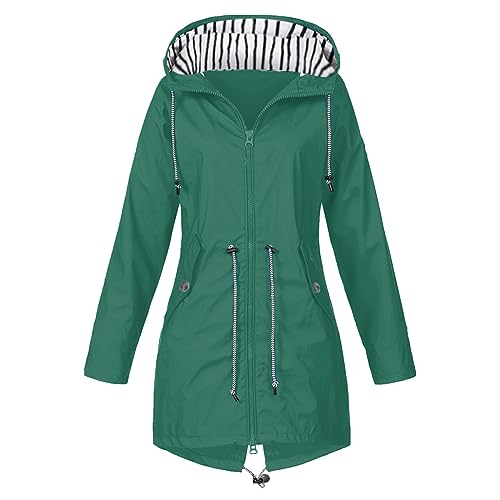 Guotobe Regenjacke Damen Atmungsaktiv 5xl Große Größen Regenmantel Schwarz Softshelljacke Gelb Outdoorjacke Übergangsjacke Jacke mit Kapuze für Frühlings Herbst zum Wandern Fahrrad, Grün, 4XL von Guotobe