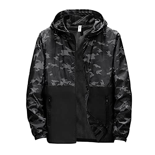 Regenjacke Herren Fahrrad Wasserdicht Atmungsaktiv Outdoorjacke Sommerjacke Motorrad Outdoor Windbreaker Wanderjacke Atmungsaktiv Leicht Fahrradjacke Windjacke Fahrrad Schwarz Softshelljacke von Guotobe