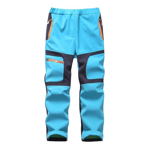 Softshellhose Kinder wasserdichte Verschleißfest Skihose Gefütterte Thermohose Jungen Mädchen Winter Warme Winddicht Schneehose mit Reißverschluss-Tasche Funktionshose Outdoorhose Wanderhose von Guotobe