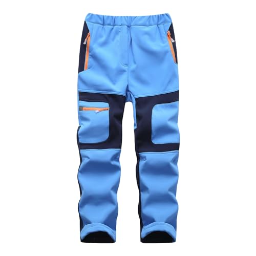 Softshellhose Kinder wasserdichte Verschleißfest Skihose Gefütterte Thermohose Jungen Mädchen Winter Warme Winddicht Schneehose mit Reißverschluss-Tasche Funktionshose Outdoorhose Wanderhose von Guotobe