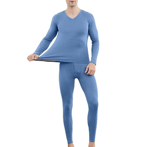 Thermounterwäsche Herren,Winter Lange Funktionsunterwäsche Set Warm Innenfleece Skiunterwäsche Thermounterhose Atmungsaktiv Weich Baumwolle Thermobekleidung Leggings Männer für Lauf,Fahrrad,Fußball von Guotobe