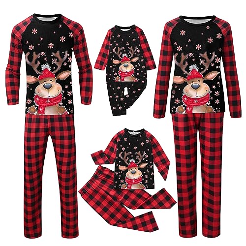 Weihnachts Pyjama Familie Set: Warm Couple Set Christmas Schlafanzug Rundhals Weihnachtspyjama Langarm Familien Outfit Set Winter Damen Herren Kinder Hausanzug Weihnachts Matching Pyjamas Damen von Guotobe