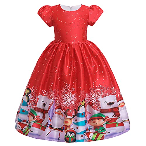 Weihnachtskleid Mädchen Bequeme Dress Abendkleider Große Größen Ärmellos Ballkleid Elegant Rot Sweatkleid Leicht Xmas Party Tutu Röcke mit Weihnachten Gedruckt Weihnachtsoutfit Weihnachtskleid von Guotobe