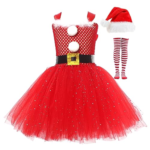 Weihnachtskleid Mädchen Casual Abendkleider Weihnachtskleid Weihnachts Elegant Ballkleid Lässig Lose Xmas Party Tutu Röcke Bequeme Kleider Ärmellos Swing Kleid Festtagskleid von Guotobe