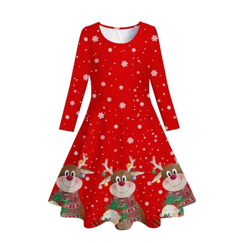 Weihnachtskleid Mädchen Lässig Sweatkleid Weihnachtsoutfit Prinzessin mit Weihnachten Gedruckt Dress Leicht Weicher Weihnachts Kleider Große Größen Swing Kleid Lose Kleid Langarm Freizeitkleidn von Guotobe