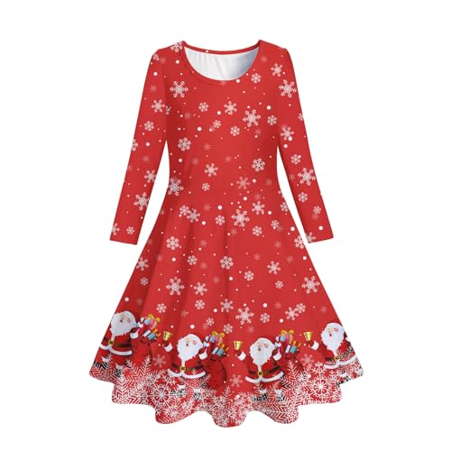 Weihnachtskleid Mädchen Lässig Sweatkleid Weihnachtsoutfit Prinzessin mit Weihnachten Gedruckt Dress Leicht Weicher Weihnachts Kleider Große Größen Swing Kleid Lose Kleid Langarm Freizeitkleidn von Guotobe