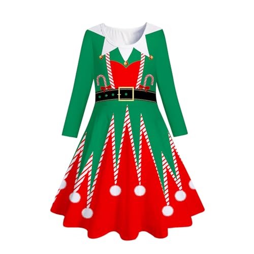 Weihnachtskleid Mädchen Lässig Sweatkleid Weihnachtsoutfit Prinzessin mit Weihnachten Gedruckt Dress Leicht Weicher Weihnachts Kleider Große Größen Swing Kleid Lose Kleid Langarm Freizeitkleidn von Guotobe