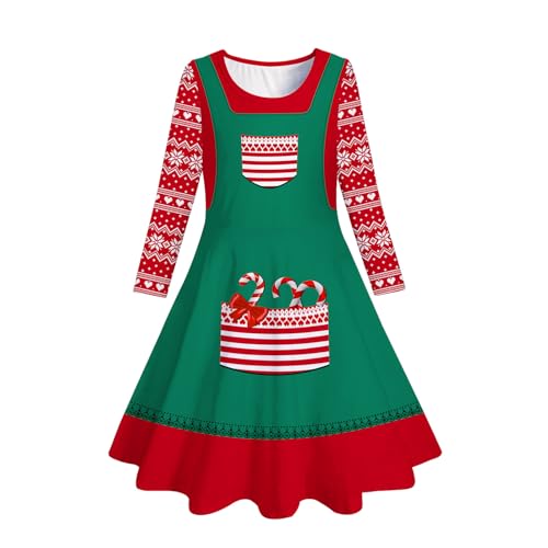 Weihnachtskleid Mädchen Lässig Sweatkleid Weihnachtsoutfit Prinzessin mit Weihnachten Gedruckt Dress Leicht Weicher Weihnachts Kleider Große Größen Swing Kleid Lose Kleid Langarm Freizeitkleidn von Guotobe