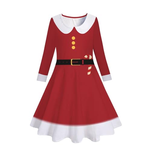 Weihnachtskleid Mädchen Lässig Sweatkleid Weihnachtsoutfit Prinzessin mit Weihnachten Gedruckt Dress Leicht Weicher Weihnachts Kleider Große Größen Swing Kleid Lose Kleid Langarm Freizeitkleidn von Guotobe